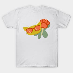 Yellow Summertime Retro Cat T-Shirt